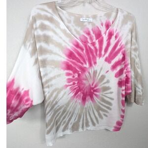 Gigi Moda Pink Tie Dye‎ V Neck Dolman Sleeve Soft Sweater Made in Italy M/L